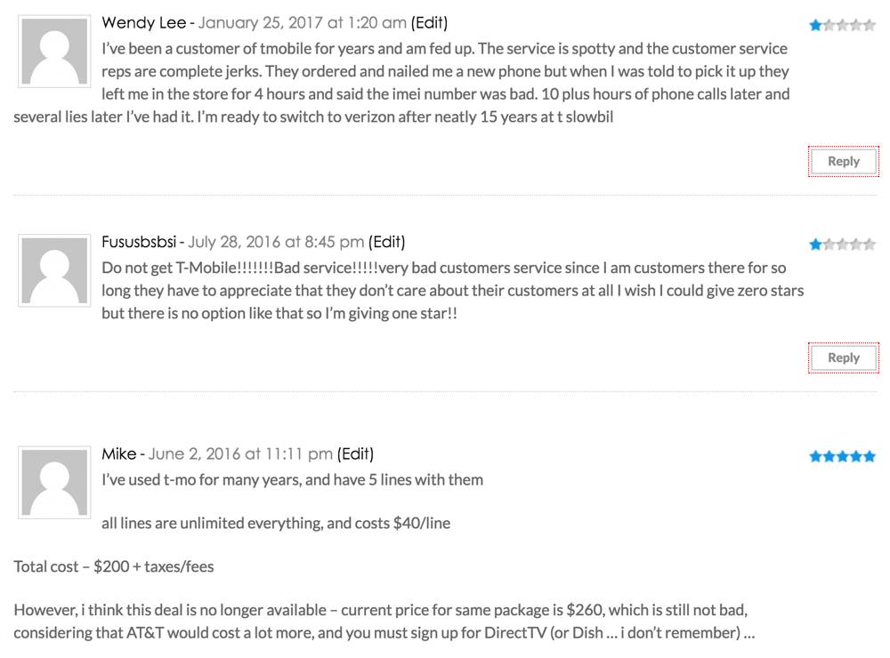 T-Mobile Customer Reviews